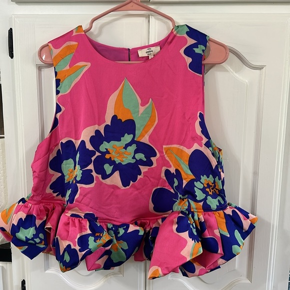 NWT Entro Madelyn Floral Pink Sleeveless Top L - Picture 2 of 5